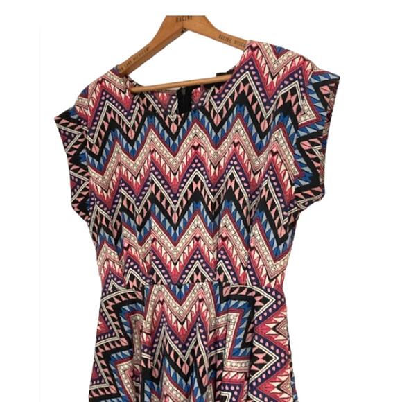 Pink & Blue GEOMETRIC Dress - Forever 21 - Size M - Picture 3 of 6